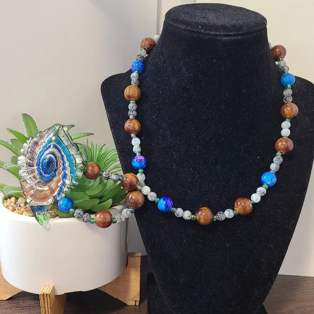 Handcrafted Glass Beaded Necklace Multi-Color NEW Statement Fashion Dressy Event